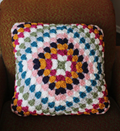 Granny Square Crochet Pillow