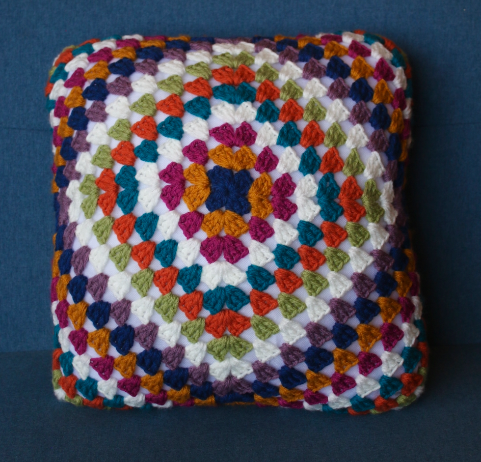 Granny Square Crochet Pillow