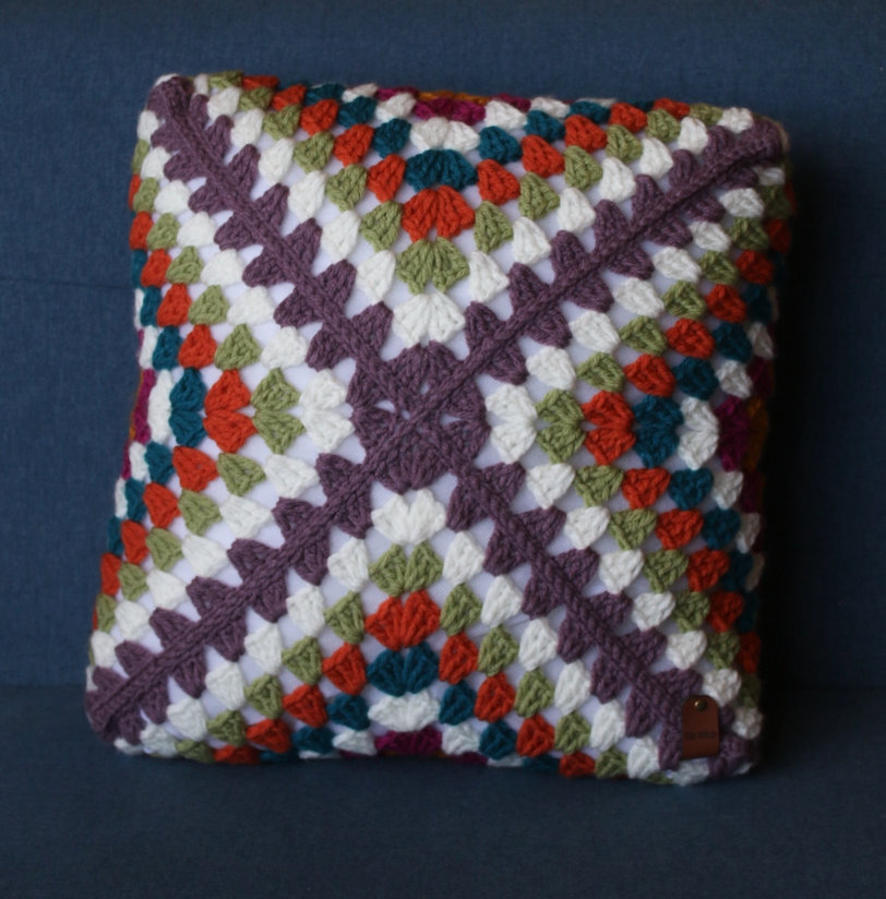 Granny Square Crochet Pillow